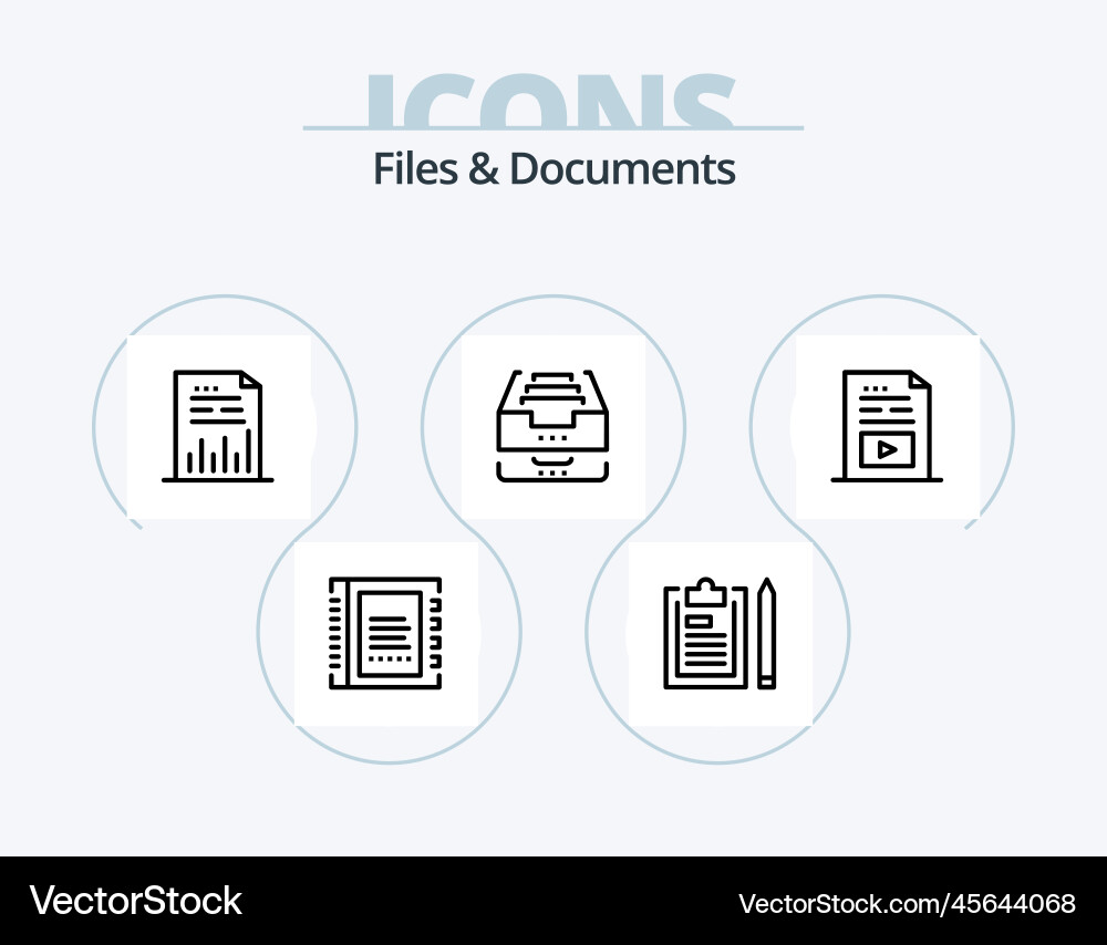 Files and documents line icon pack 5 design Vector Image