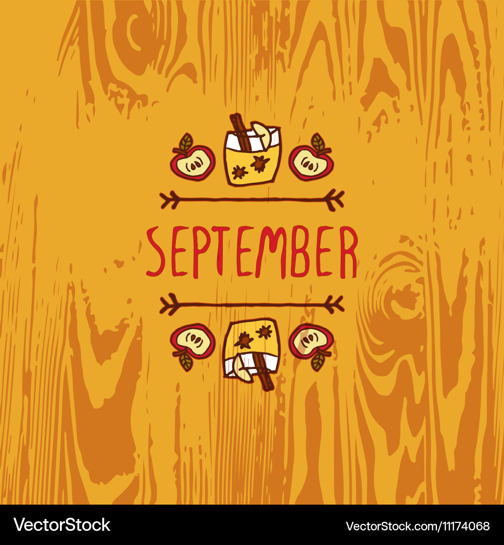 Handdrawn autumn element with text vector image