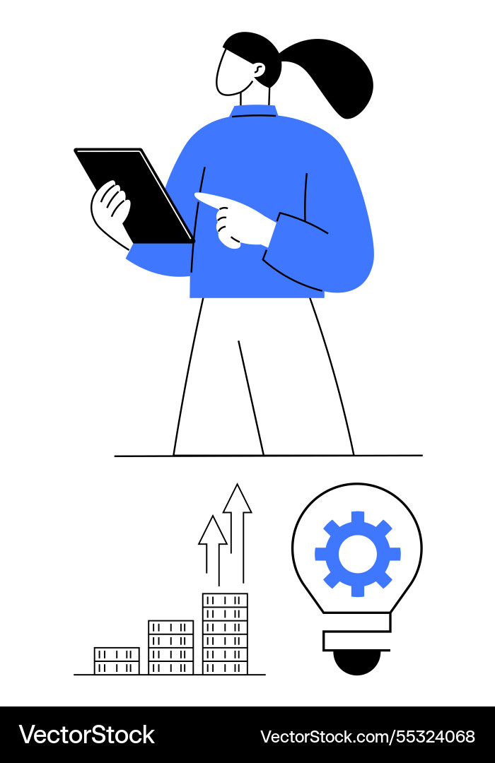 Professional analyzing data on a tablet Professional analyzing data on a tablet vector image