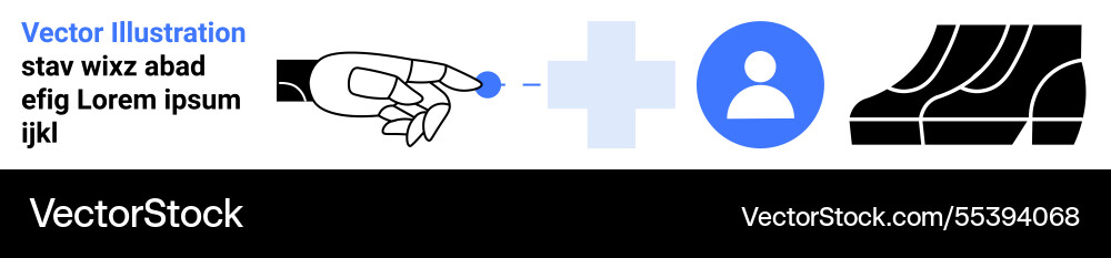 Robotic hand interaction plus user icon and steps Vector Image