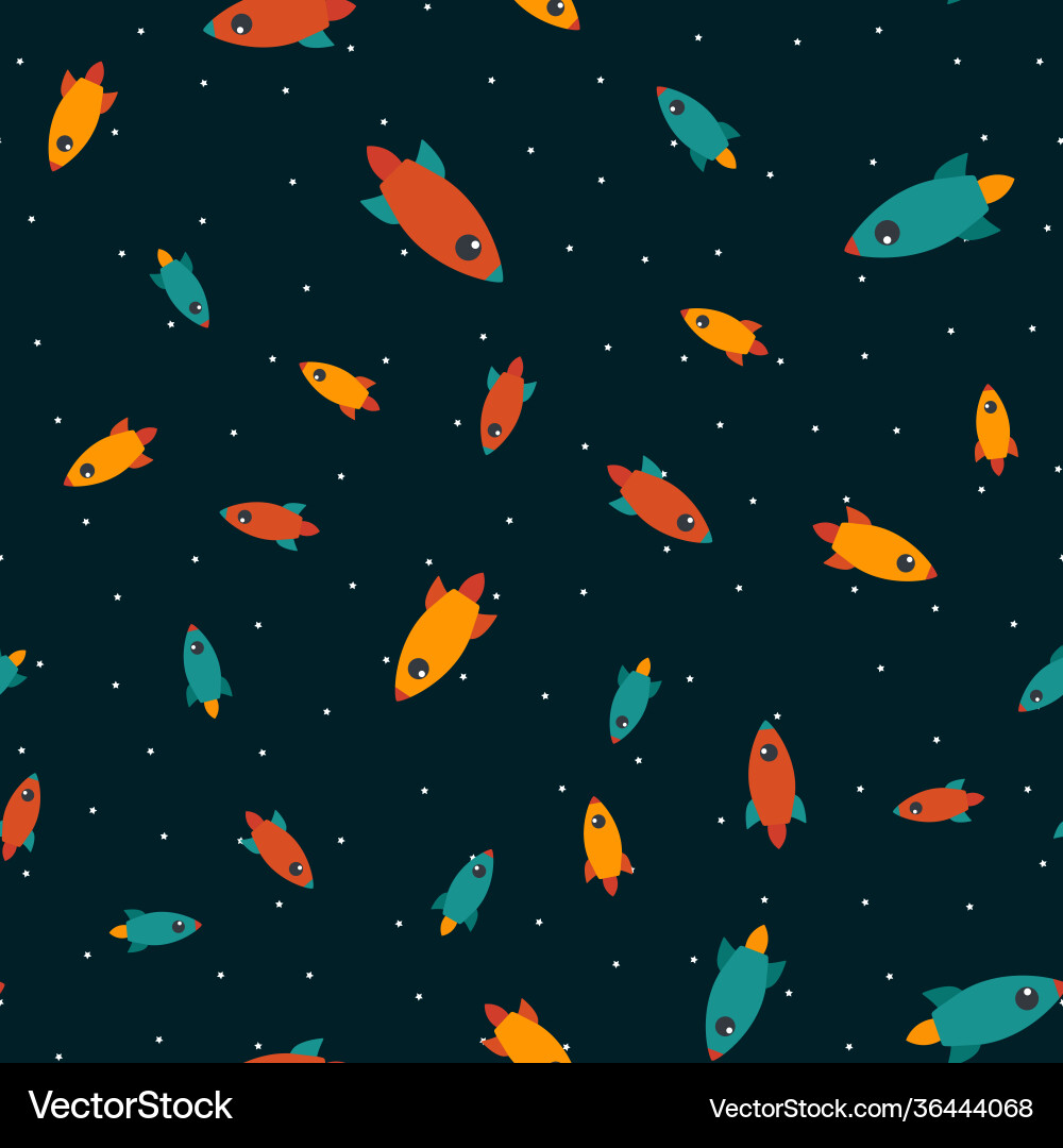 Rocket in space seamless pattern background eps10 vector image