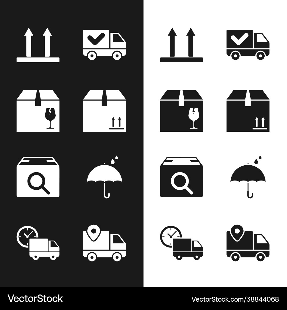 Set cardboard box with traffic delivery fragile Set cardboard box with traffic delivery fragile Vector Image