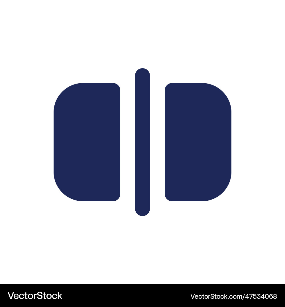 Split black pixel perfect solid ui icon Split black pixel perfect solid ui icon Vector Image