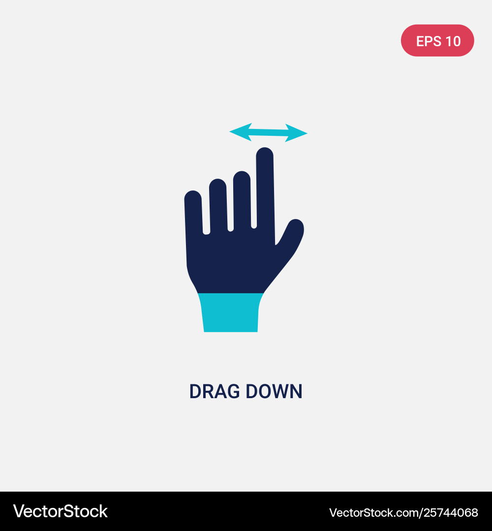 Two color drag down icon from gestures concept Two color drag down icon from gestures concept vector image