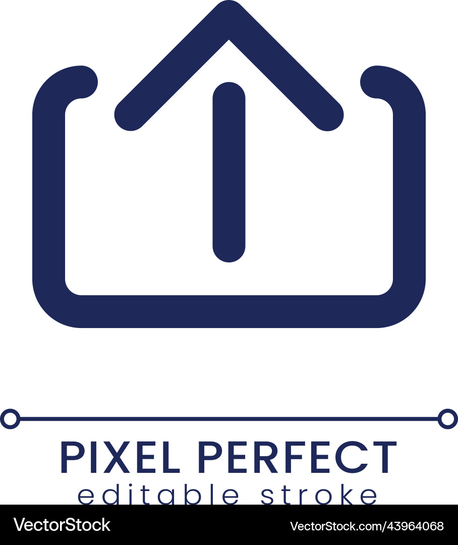 Upload pixel perfect linear ui icon Upload pixel perfect linear ui icon Vector Image