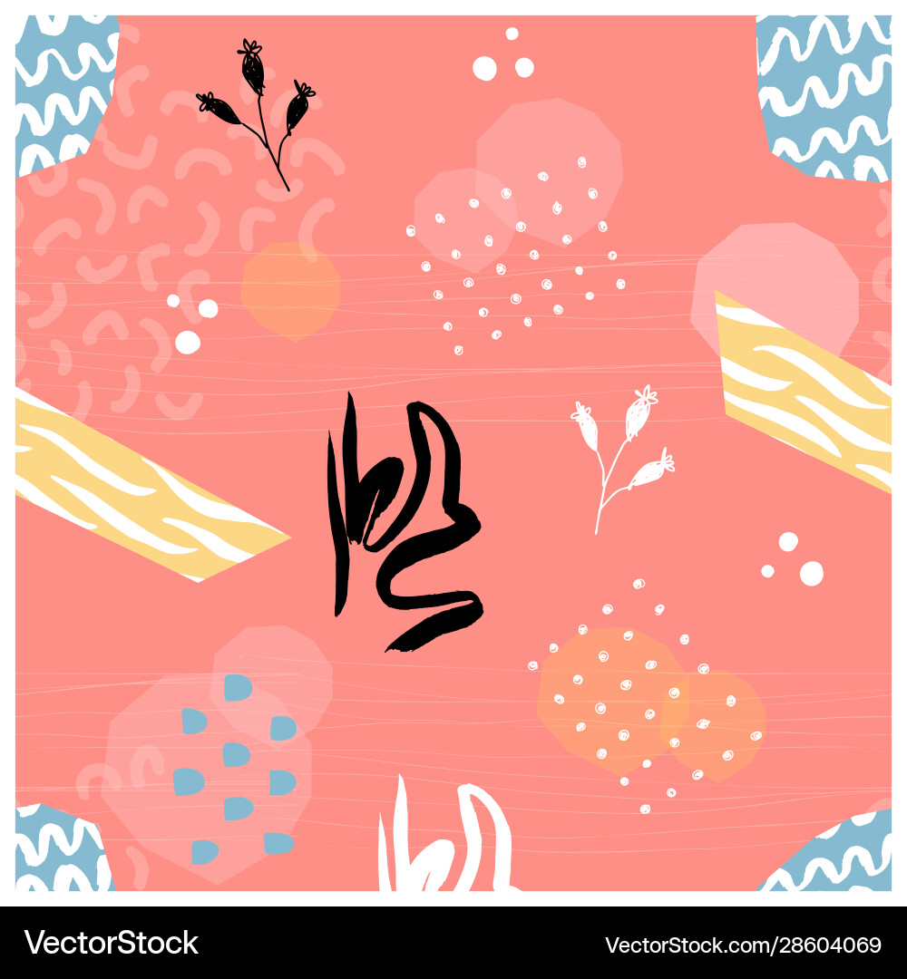 Abstract seamless pattern hand drawn elements Vector Image
