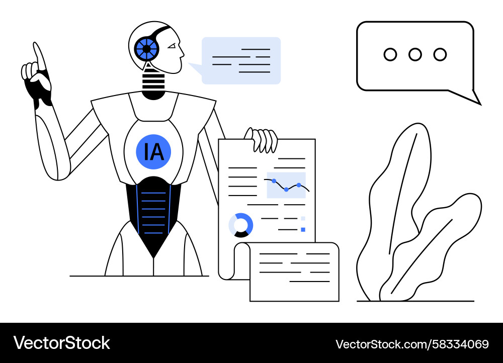 AI Data Analysis Robot Vector Image