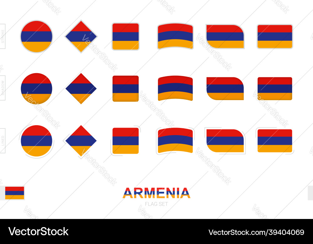Armenia flag set simple flags of vector image