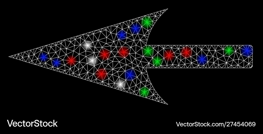 Bright mesh network sharp left arrow with flare Bright mesh network sharp left arrow with flare vector image