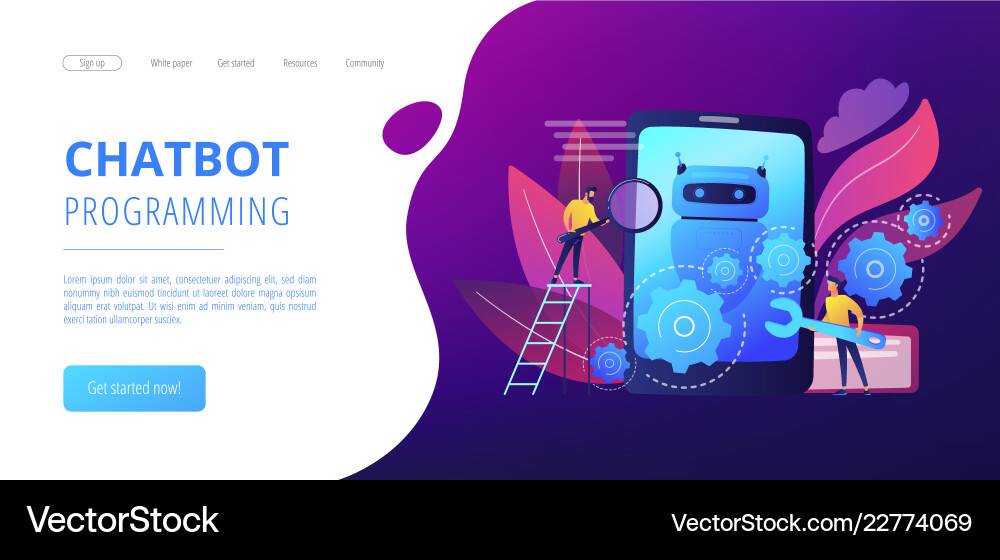 Chatbot app developmentconcept landing page Chatbot app developmentconcept landing page Vector Image