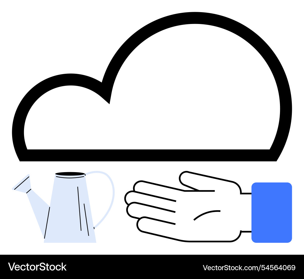 Cloud storage symbol with a watering can and open Cloud storage symbol with a watering can and open vector image