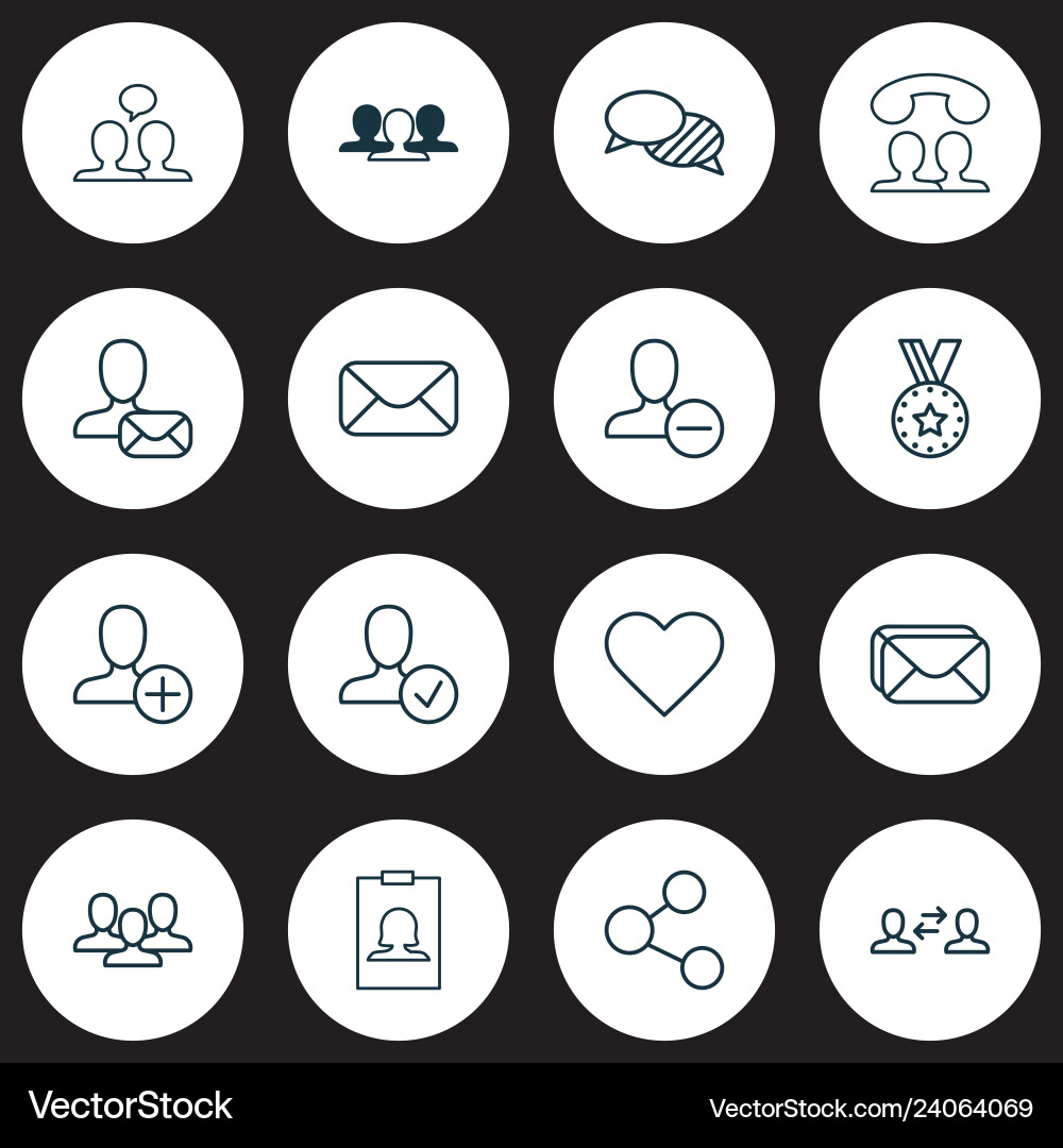 Communication icons set with inbox share vector image