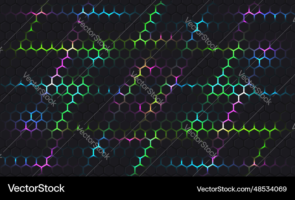 Dark Hexagon Abstract Tech Background vector image