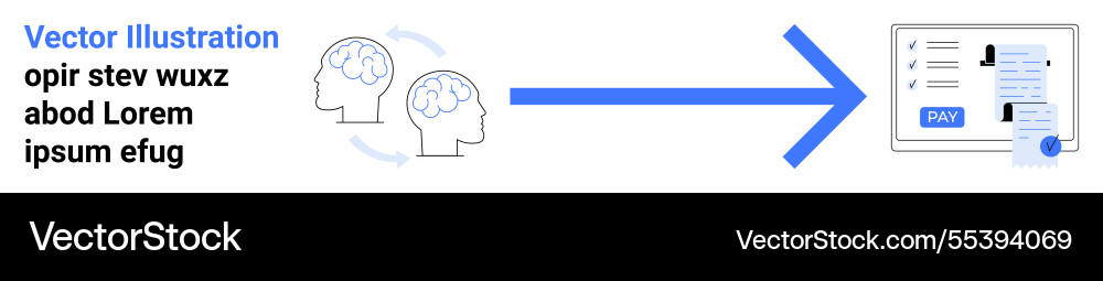 Data processing and payment workflow with brain Data processing and payment workflow with brain vector image