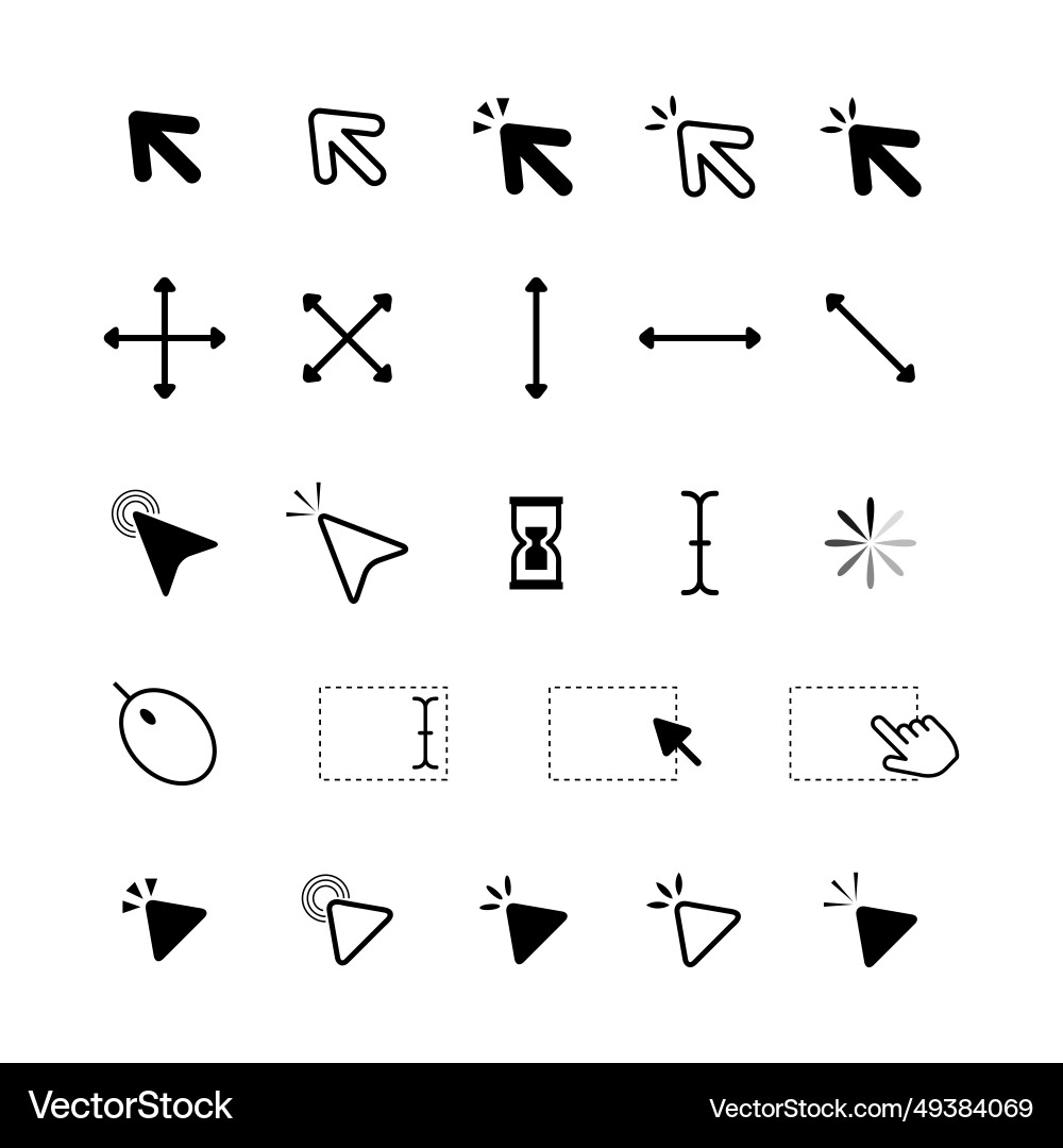 Design mouse cursor set isolated on white Design mouse cursor set isolated on white vector image