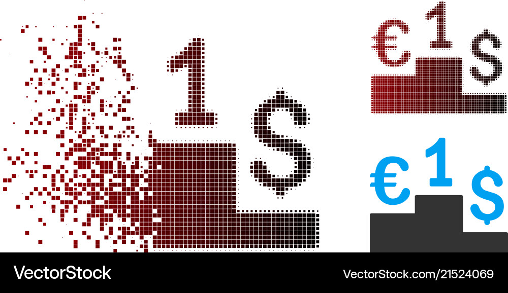 Disintegrating pixel halftone currency competition Disintegrating pixel halftone currency competition Vector Image