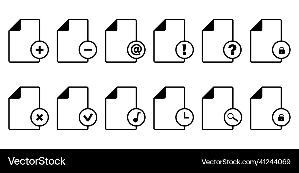 Files icon set browser documents word mark vector image