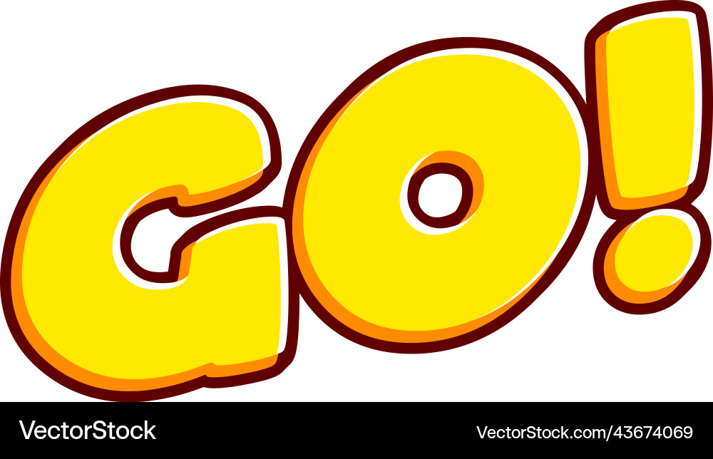 Go isolated on white colourful text effect Go isolated on white colourful text effect Vector Image