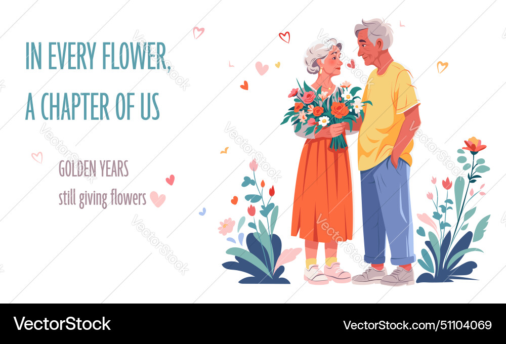 Happy old couple flat Royalty Free Vector Image