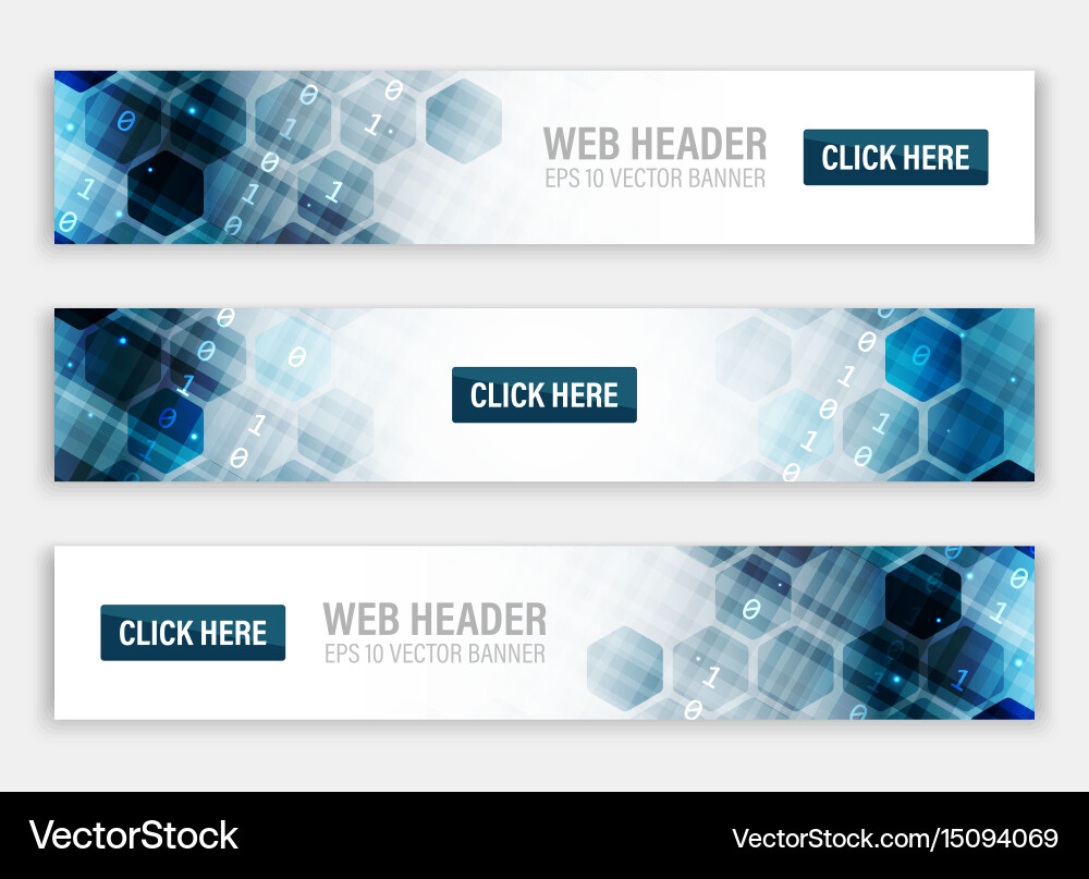 Hexagonal Web Header Set vector image