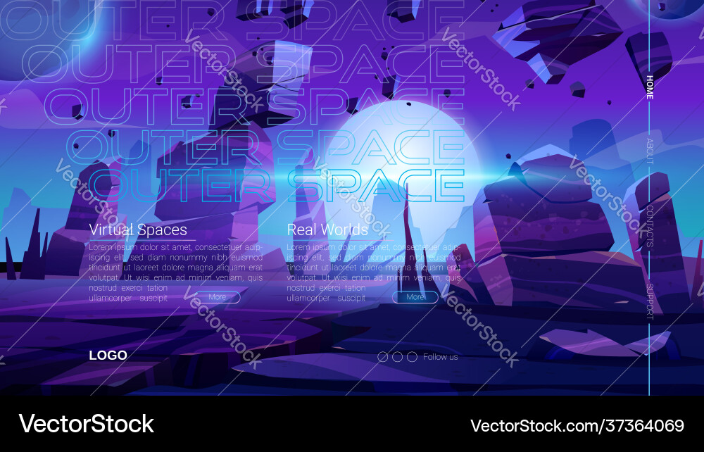 Landing page virtual outer space Landing page virtual outer space vector image