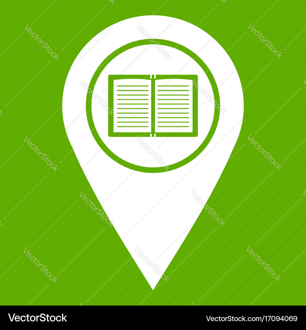 Map pointer with book icon green vector image