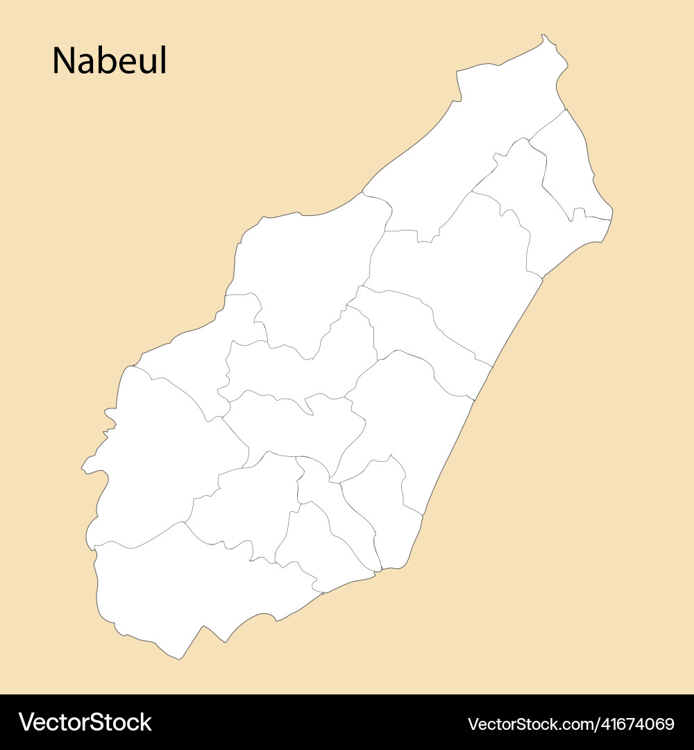Nabeul Tunisia Map - District Overview Vector Image