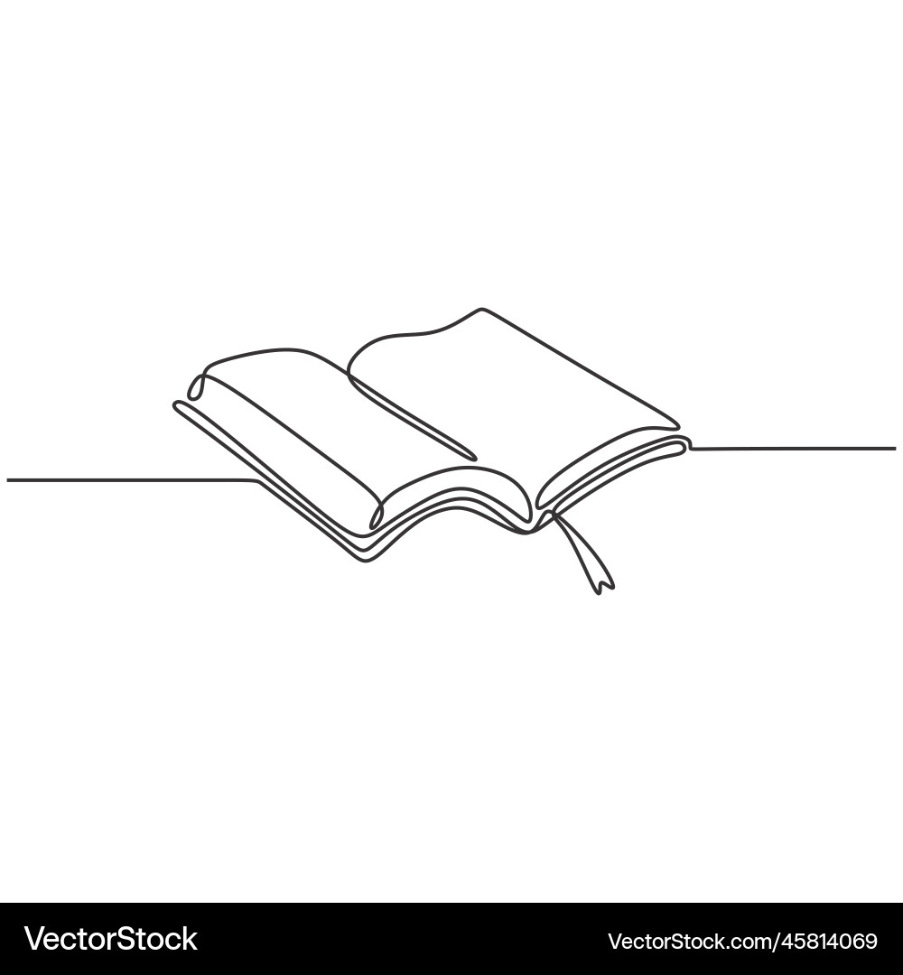 One line drawing of isolated object open book One line drawing of isolated object open book vector image