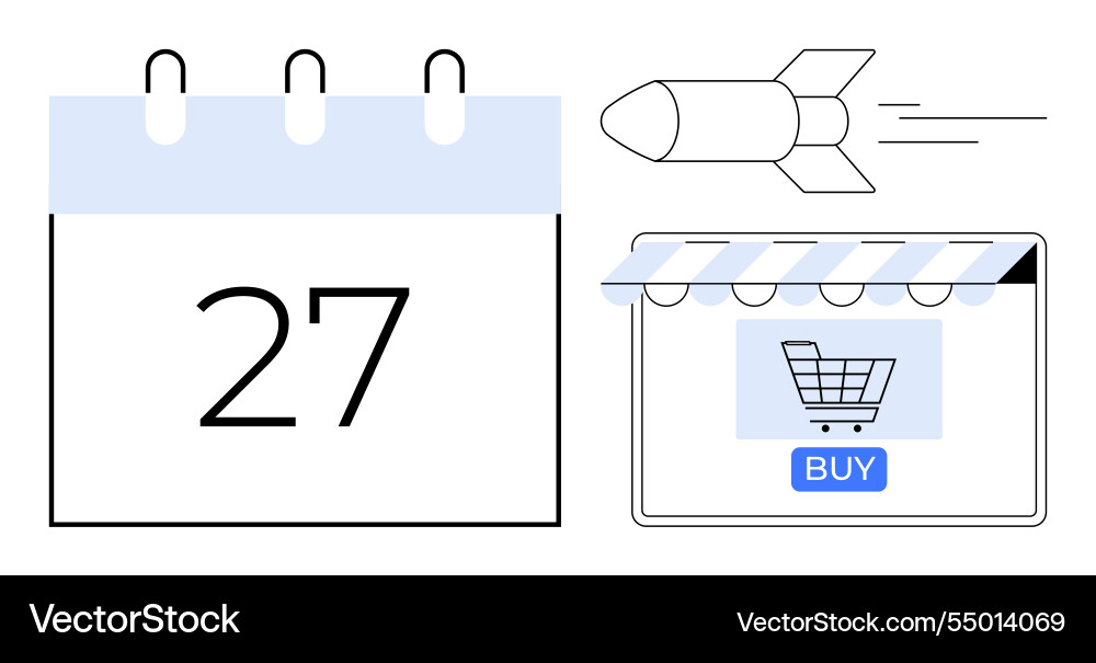Rocket emblem calendar with date number 27 Rocket emblem calendar with date number 27 Vector Image