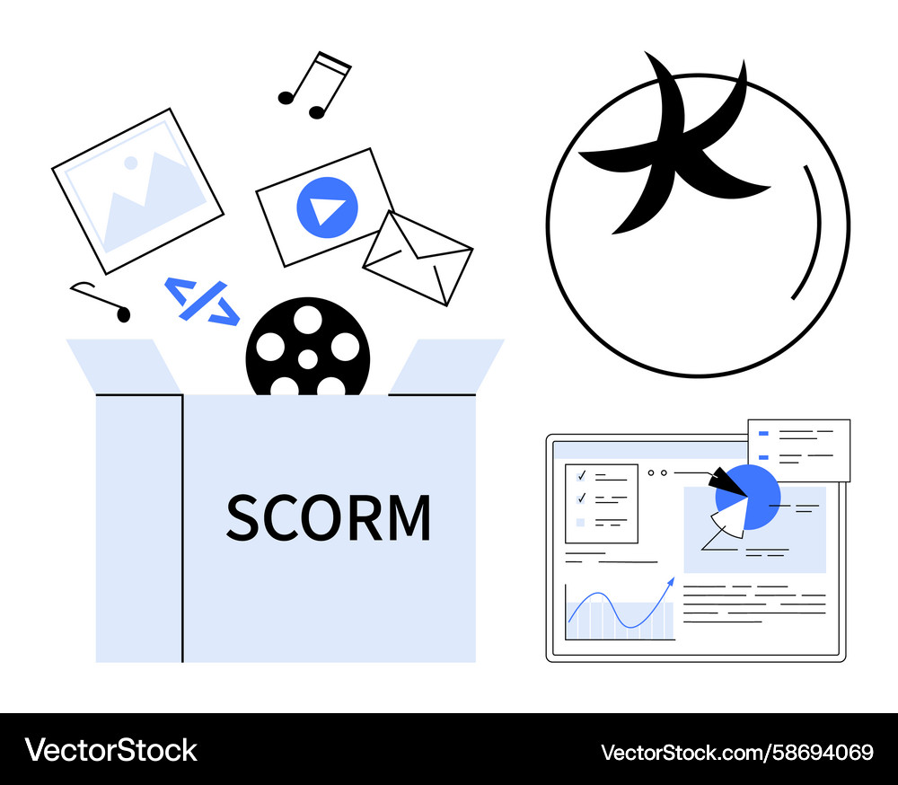 SCORM E-Learning Package Metadata Vector Image