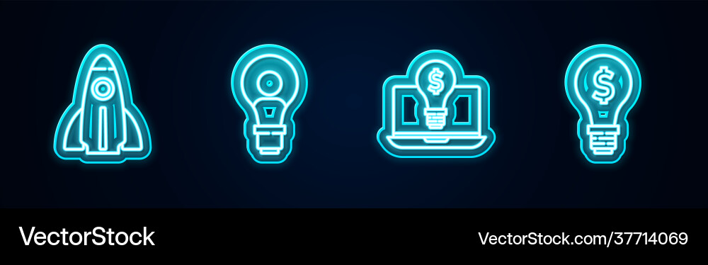 Set line startup project concept head with lamp Set line startup project concept head with lamp Vector Image