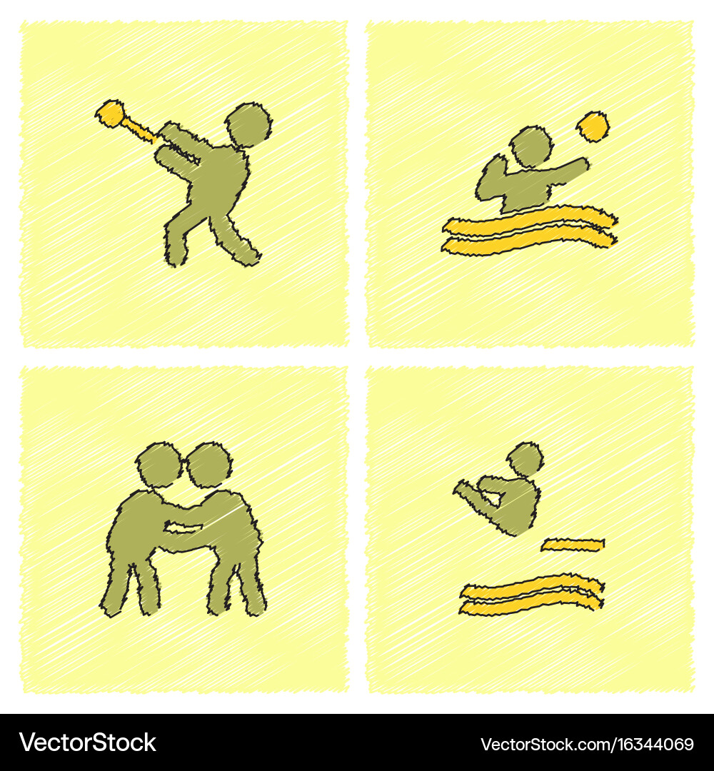 Set of olympic game design in hatching style Vector Image