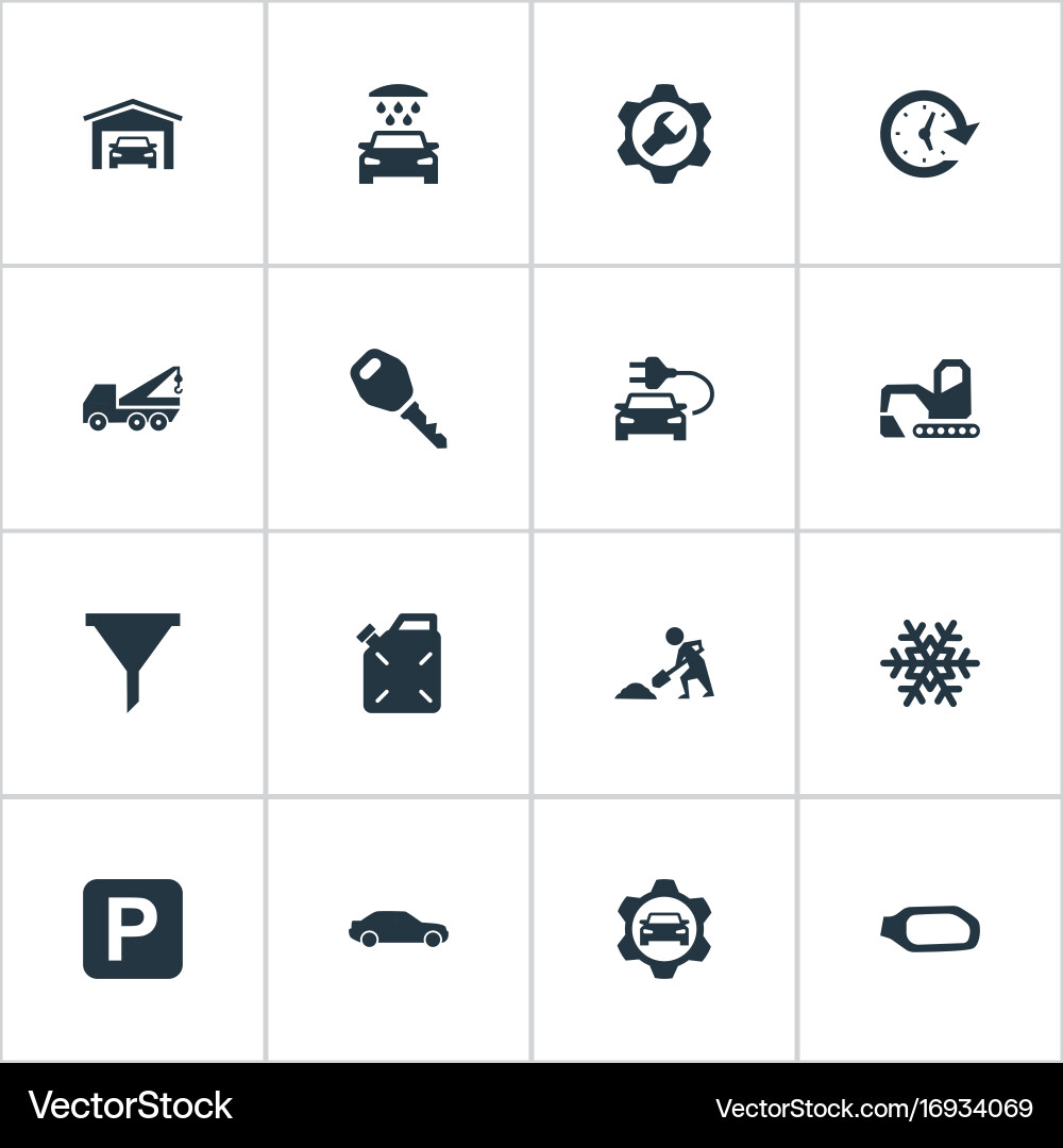 Set of simple automobile icons Vector Image