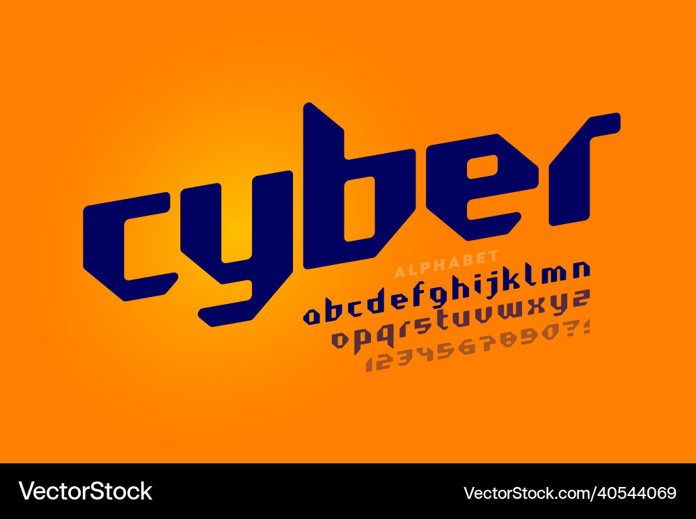 Technological style cyber font alphabet letters vector image