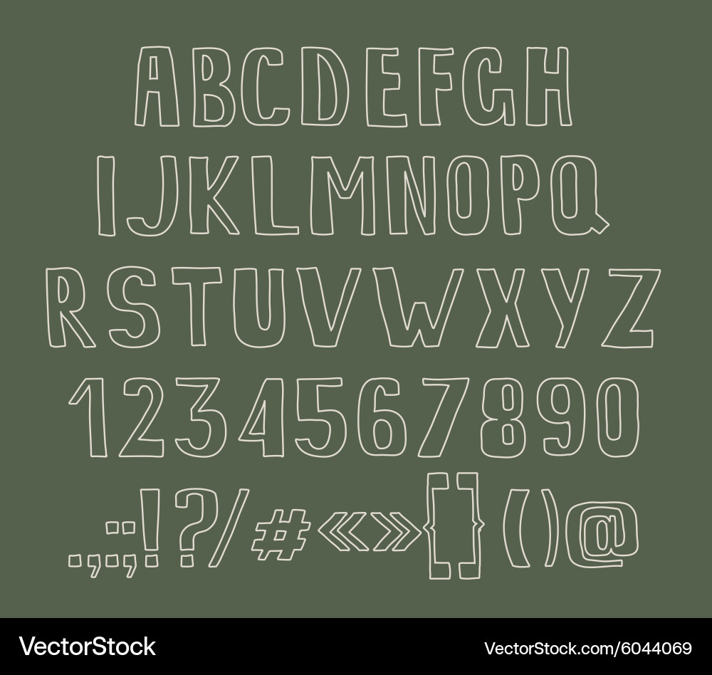 Type letters numbers and punctuation marks hand Vector Image
