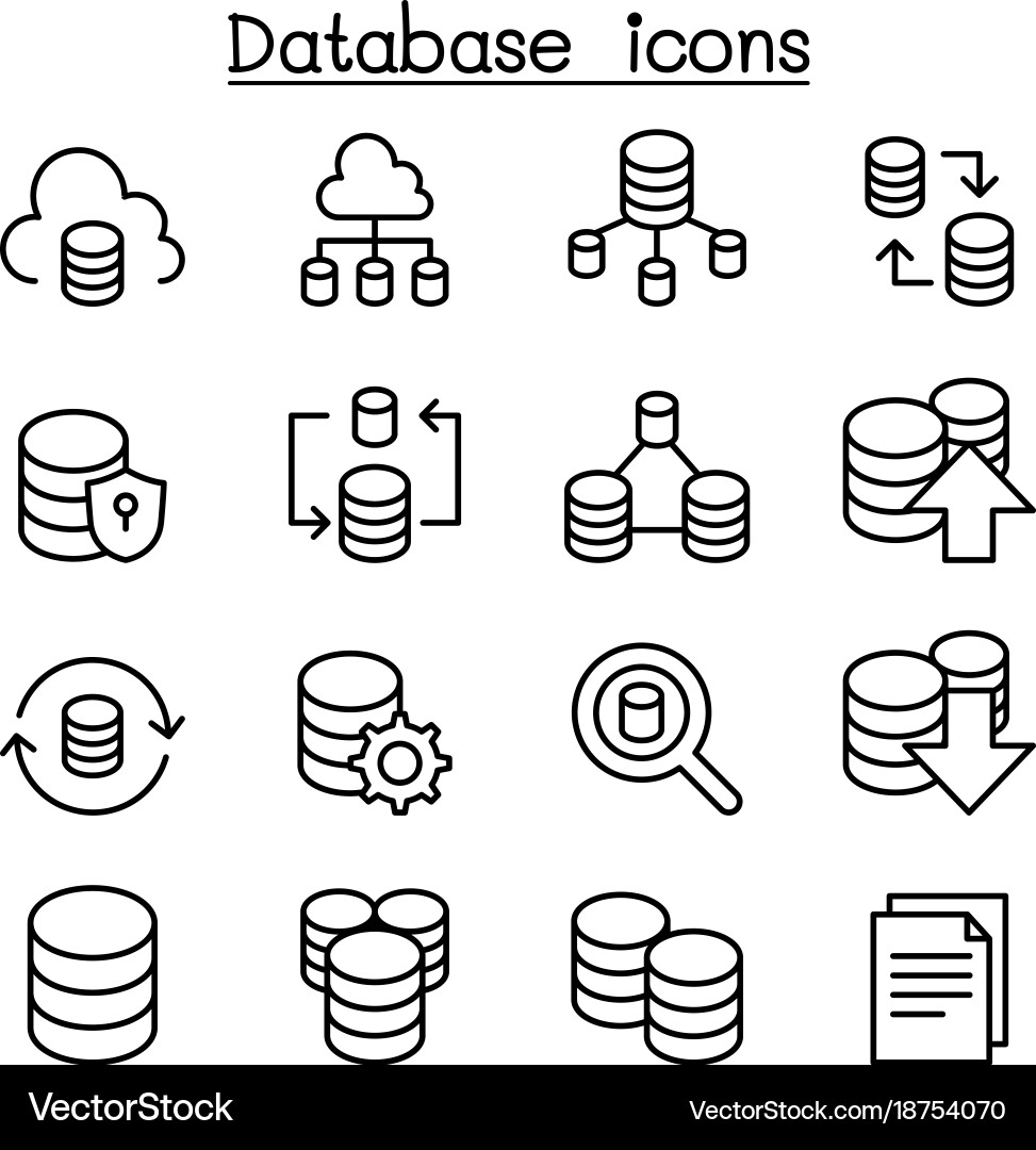 Cloud Database & Hosting Icons vector image
