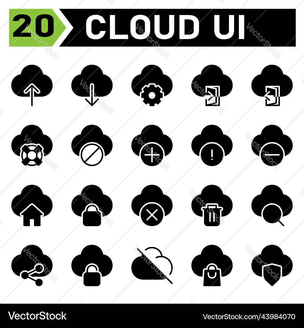 Cloud user interface icon set include upload vector image