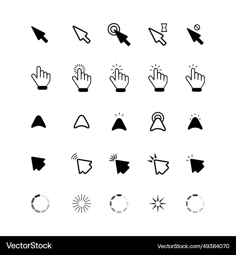 Design mouse cursor set isolated on white Design mouse cursor set isolated on white Vector Image