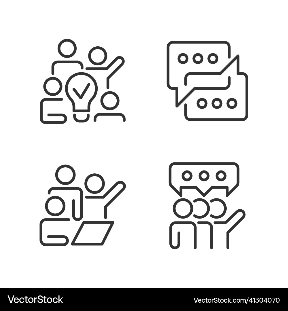 Group tasks pixel perfect linear icons set Group tasks pixel perfect linear icons set vector image