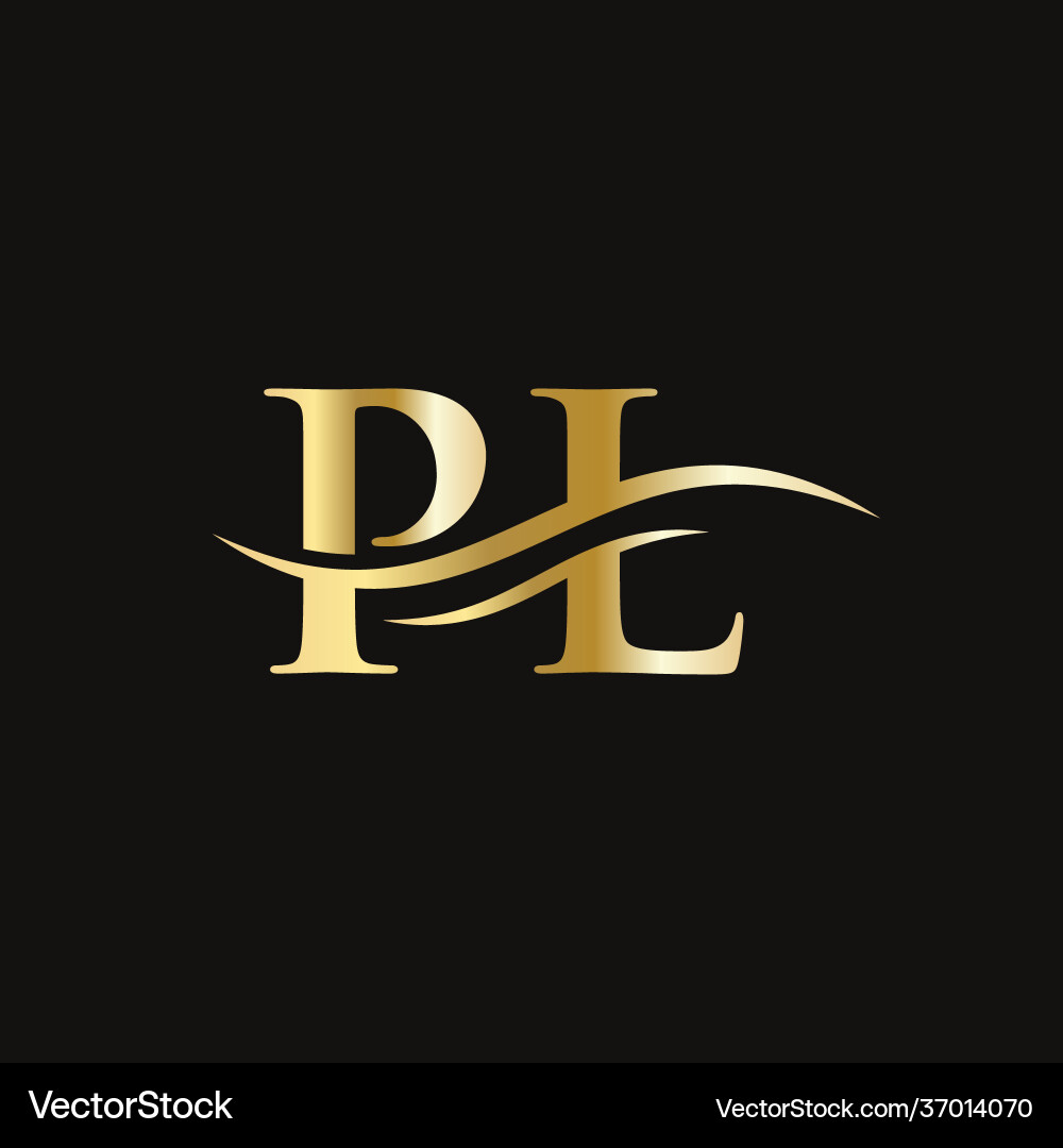 Initial linked letter pl logo design vector image