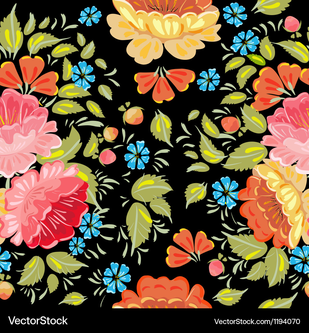 Khokhloma Floral Pattern Vector Image