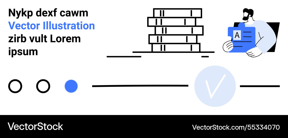 Organized workspace with stacked books and user Organized workspace with stacked books and user vector image