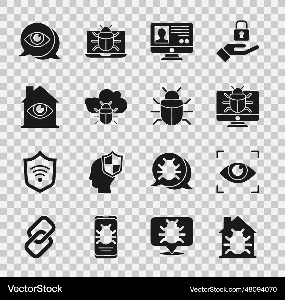 Set house system bug eye scan on monitor Set house system bug eye scan on monitor vector image