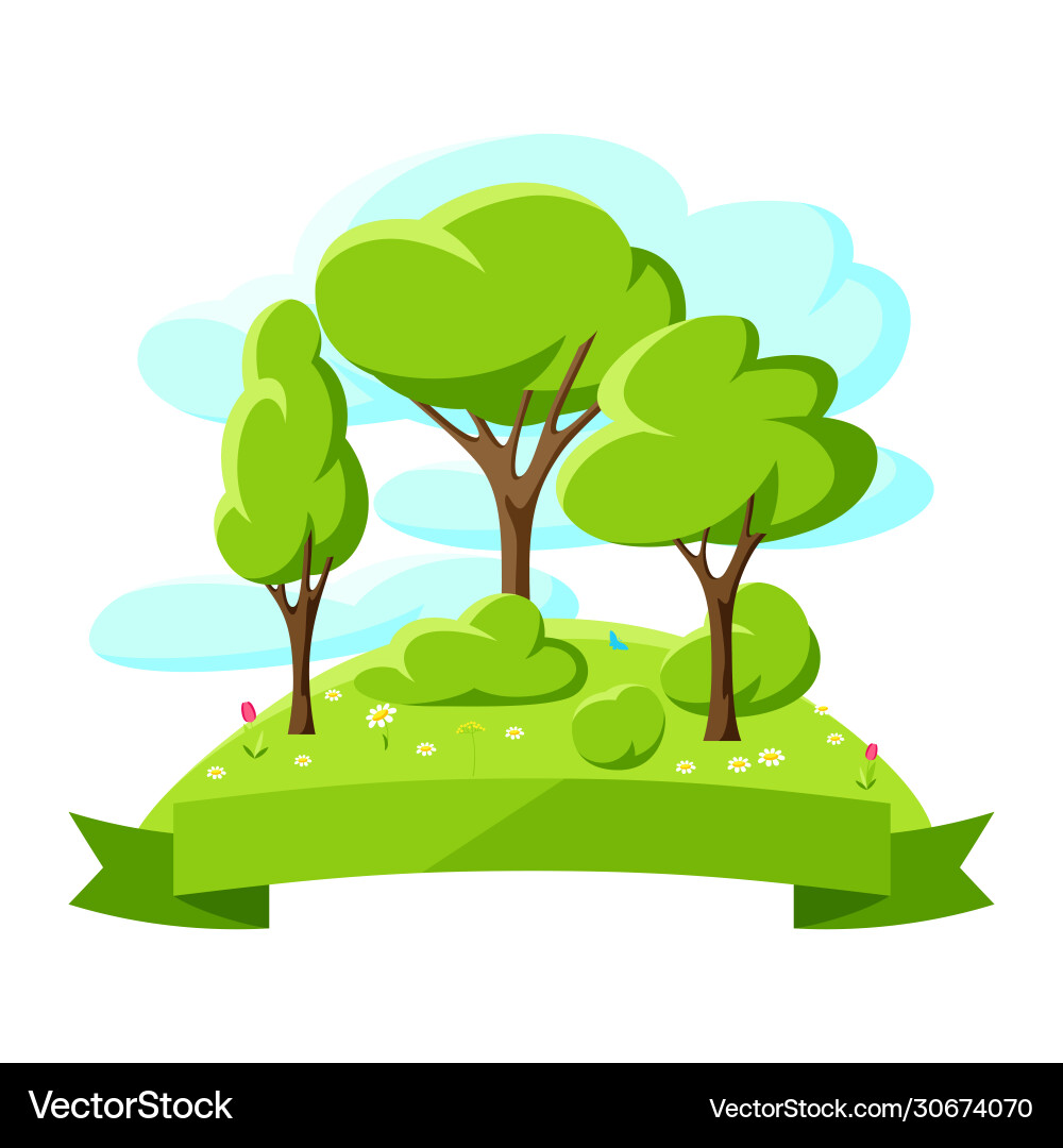 Spring or summer background with stylized trees Spring or summer background with stylized trees vector image