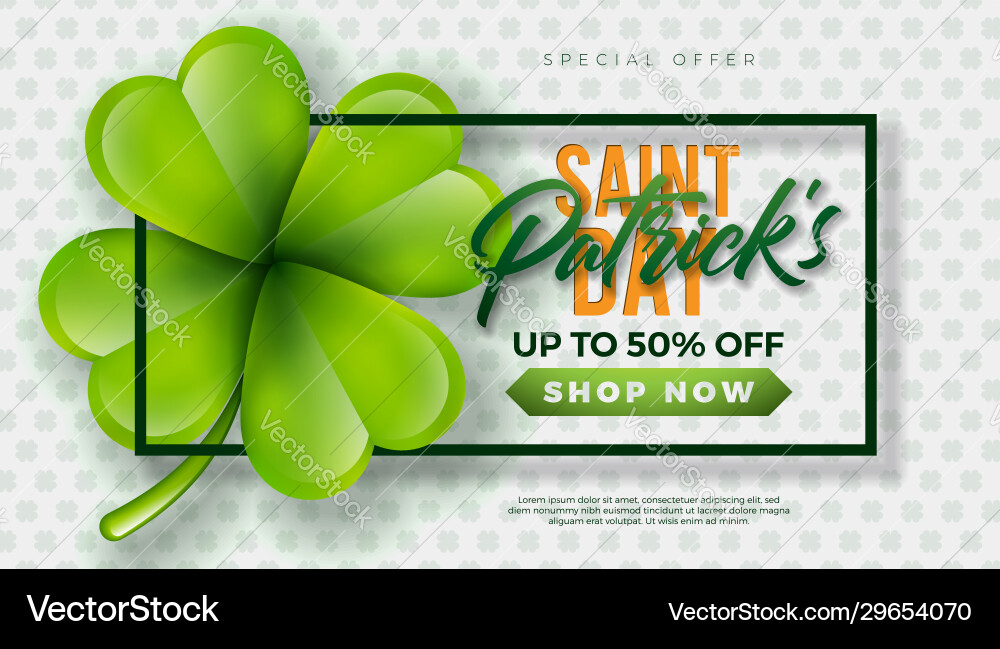 St patricks day sale design with green clover St patricks day sale design with green clover vector image