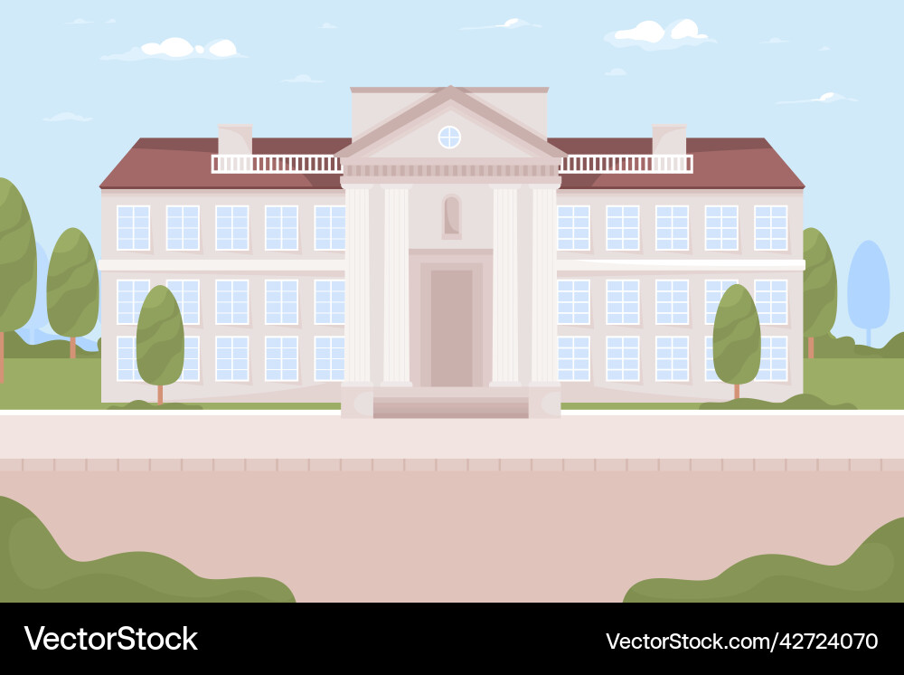 University building with classic columns flat University building with classic columns flat Vector Image
