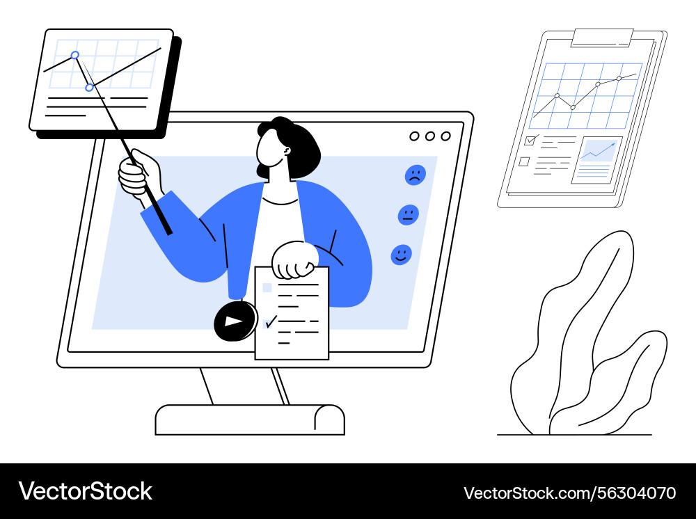 Virtual presentation on data analysis featuring Virtual presentation on data analysis featuring vector image