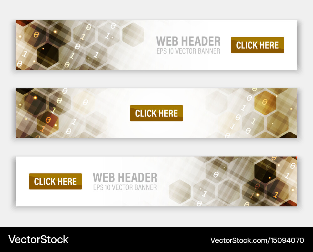 Web headers or banners with abstract hexagonal vector image