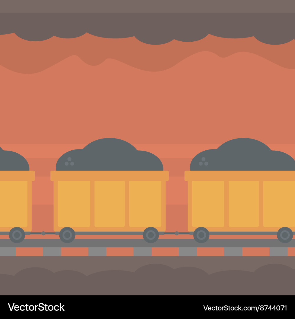 Background of underground tunnel with mining cart vector image