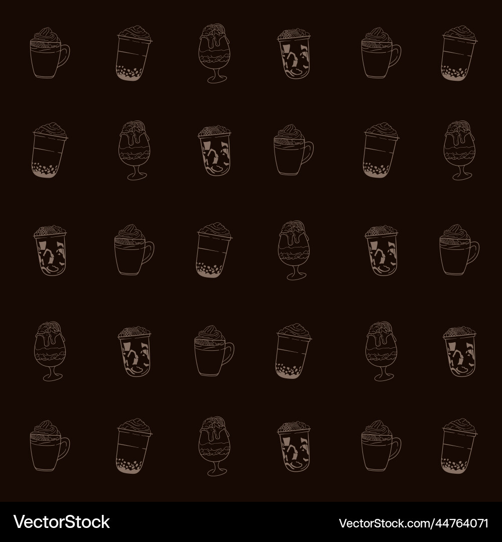 Bubble tea drinks in print pattern design vector image